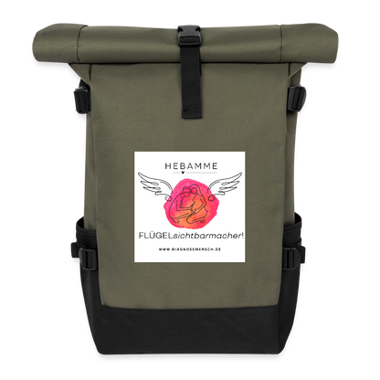 Rolltop Rucksack "Hebamme" - Best Buddy - Olive/Schwarz