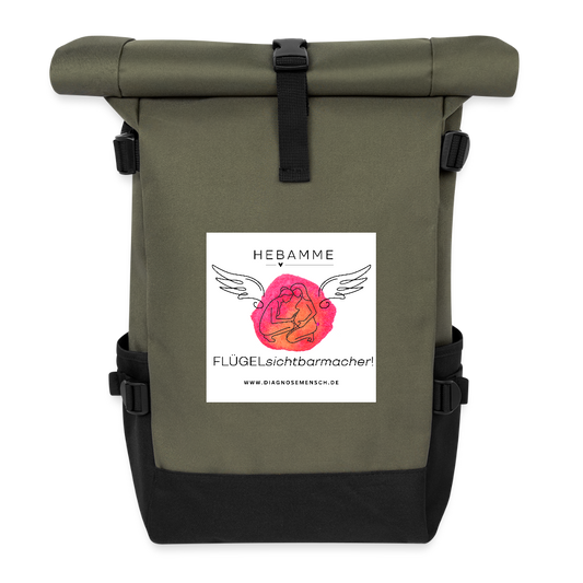 Rolltop Rucksack "Hebamme" - Best Buddy - Olive/Schwarz