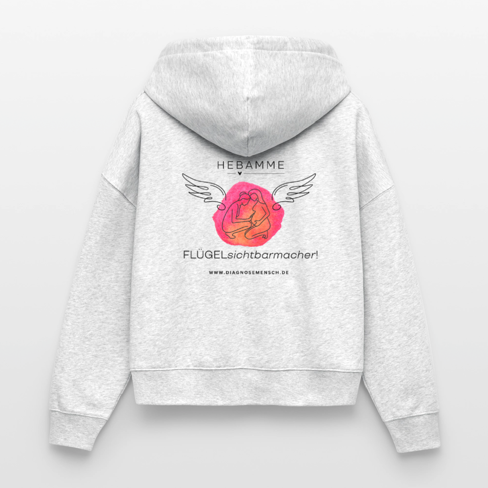 Frauen Bio Zip Hoodie "Hebamme" - Best Buddy - Weiß meliert