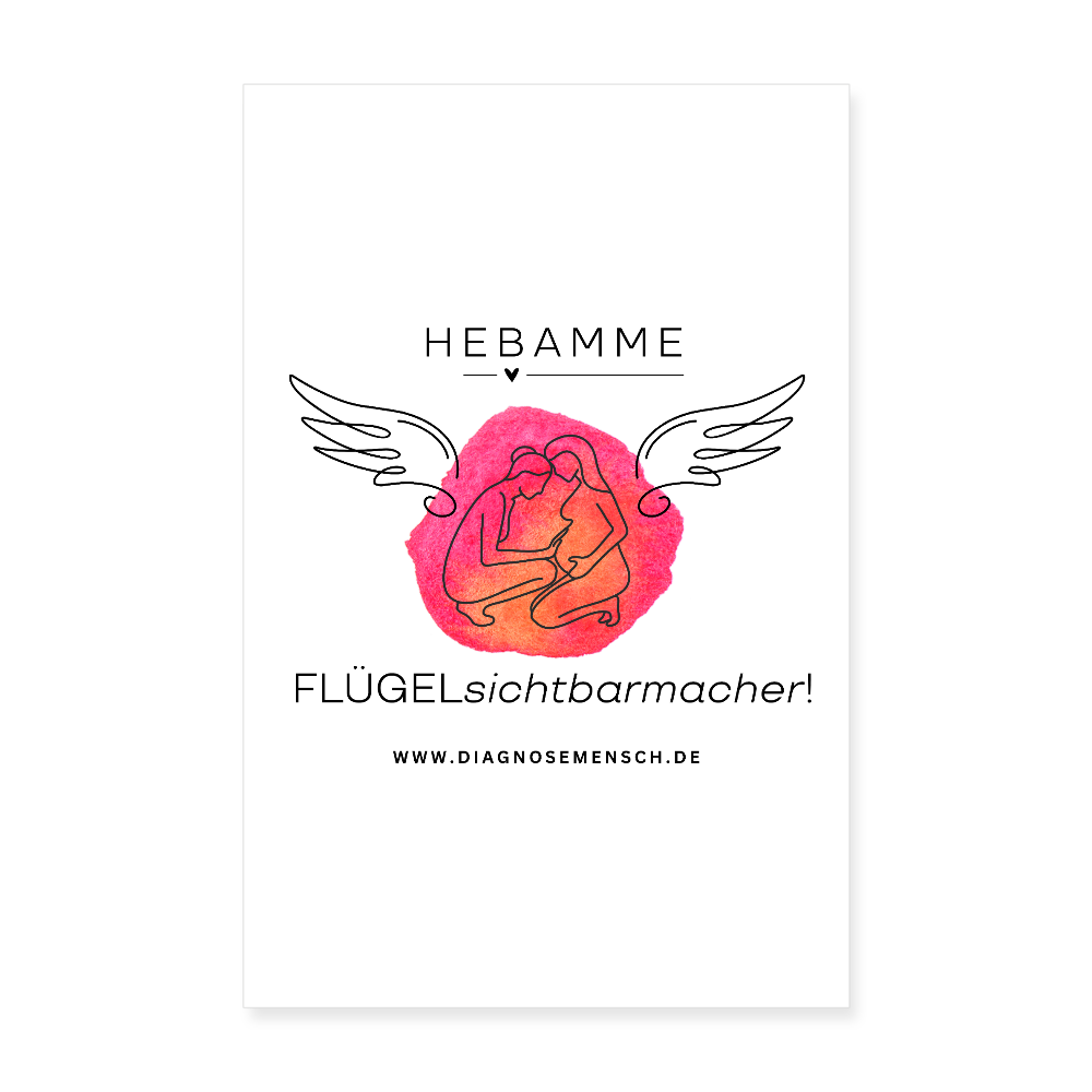Poster 20x30 cm "Flügel Hebamme" - Best Buddy - Weiß