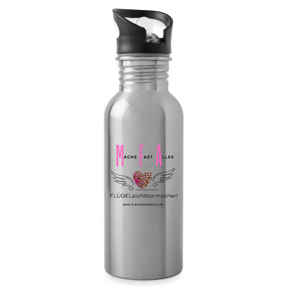 Trinkflasche mit intgriertem Strohhalm " Best Buddy" - Lightsilver