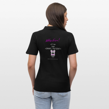 Frauen Polo Shirt "Im a smart patient" - Bad Girl - Schwarz