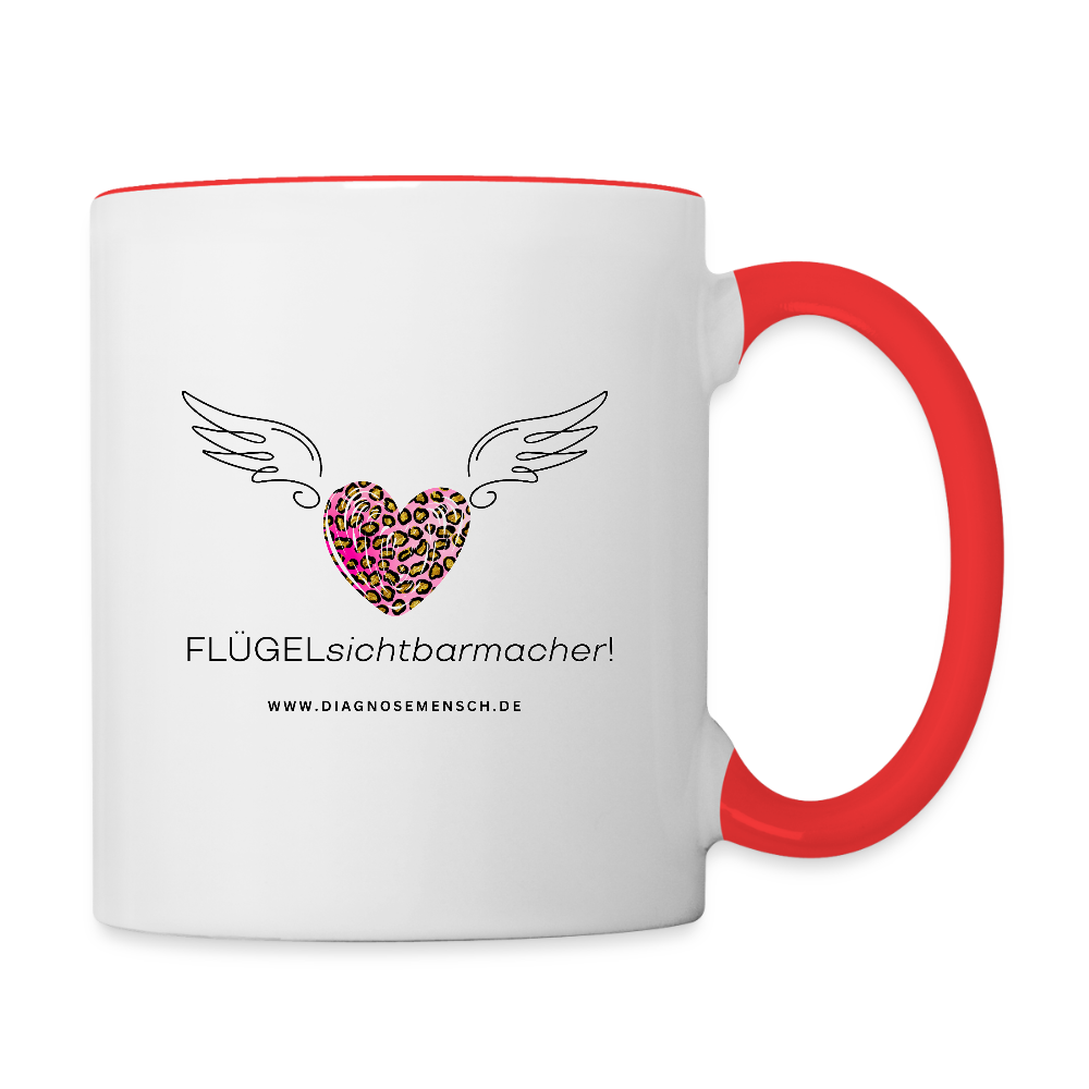 Tasse zweifarbig "FLÜGELsichtbarmacher" - Best Buddy - Weiß/Rot