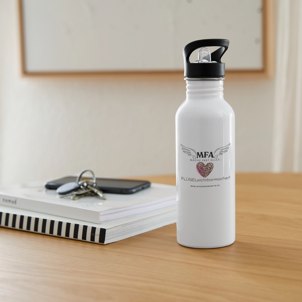 Trinkflasche mit Strohhalm "MFA Leo" - Best Buddy - Weiß