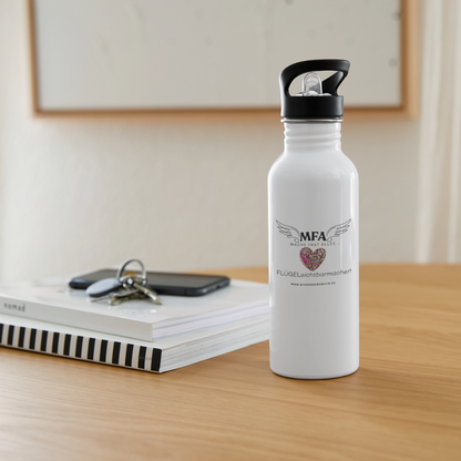 Trinkflasche mit Strohhalm "MFA Leo" - Best Buddy - Weiß