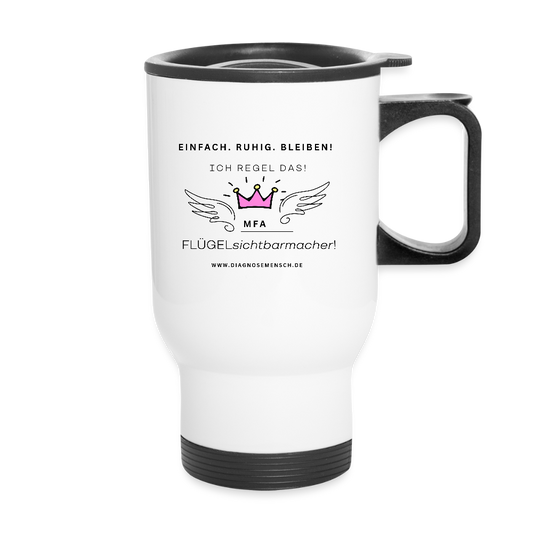 Thermobecher mit Tragegriff ;MFA" - Best Buddy - Weiß