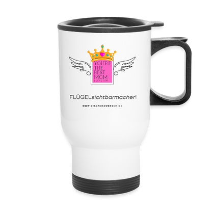 Thermobecher mit Tragegriff "Flügel Mom" - Best Buddy - Weiß