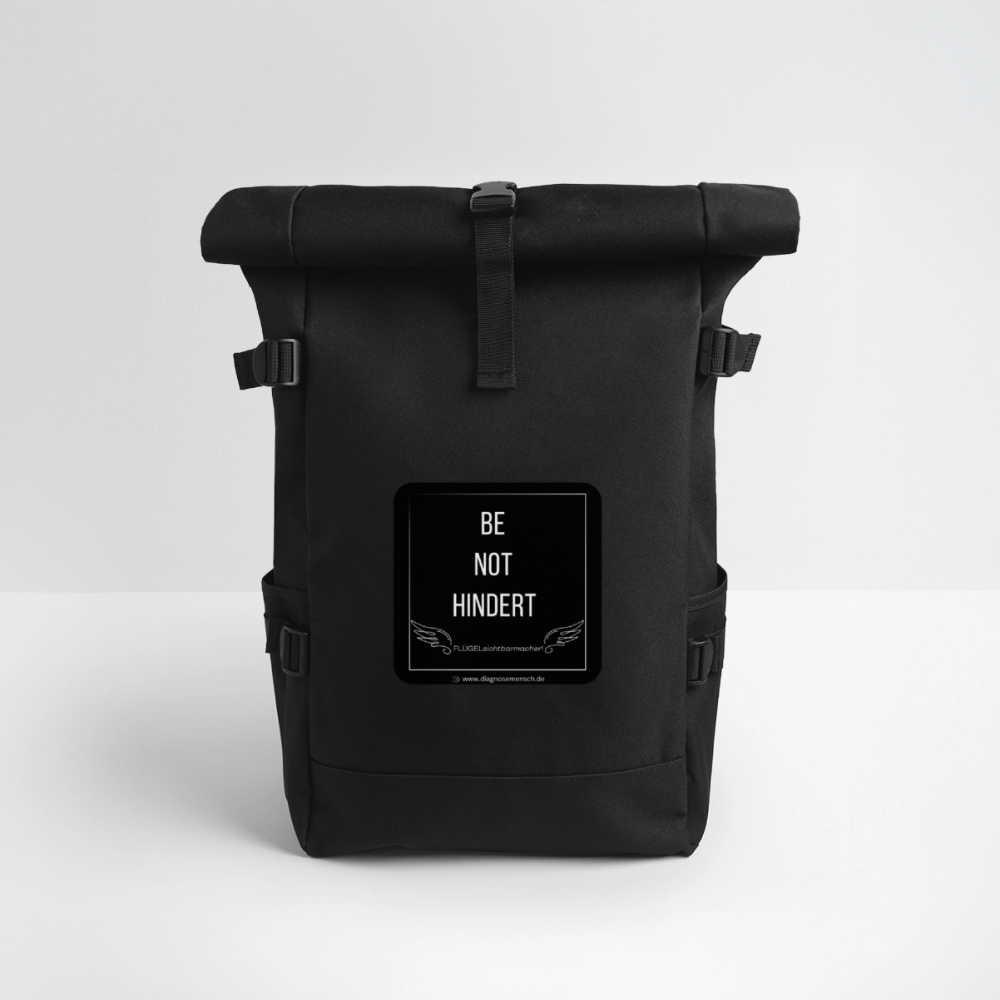 Rolltop Rucksack "BE NOT HINDERT" - Flügelsichtbarmacher - Schwarz