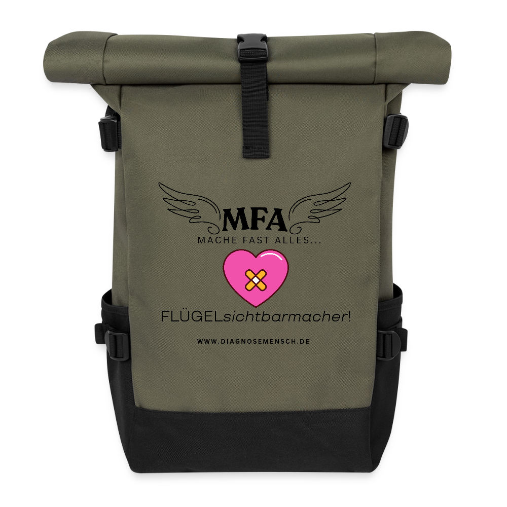Rolltop Rucksack Navi "MFA HerzPflaster" - Best Buddy - Olive/Schwarz