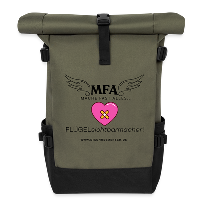 Rolltop Rucksack Navi "MFA HerzPflaster" - Best Buddy - Olive/Schwarz