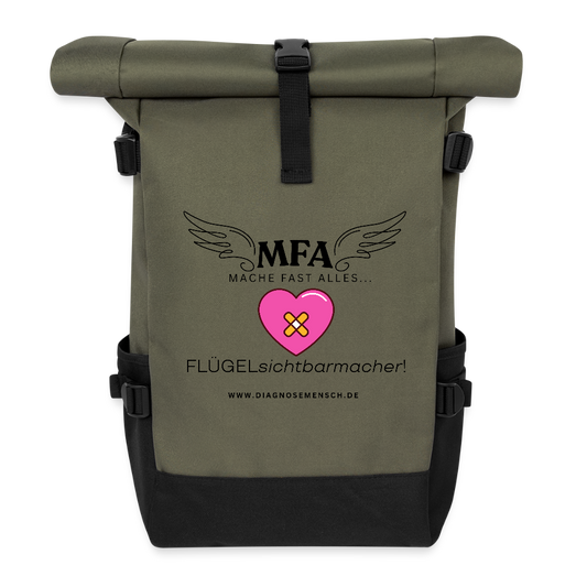 Rolltop Rucksack Navi "MFA HerzPflaster" - Best Buddy - Olive/Schwarz