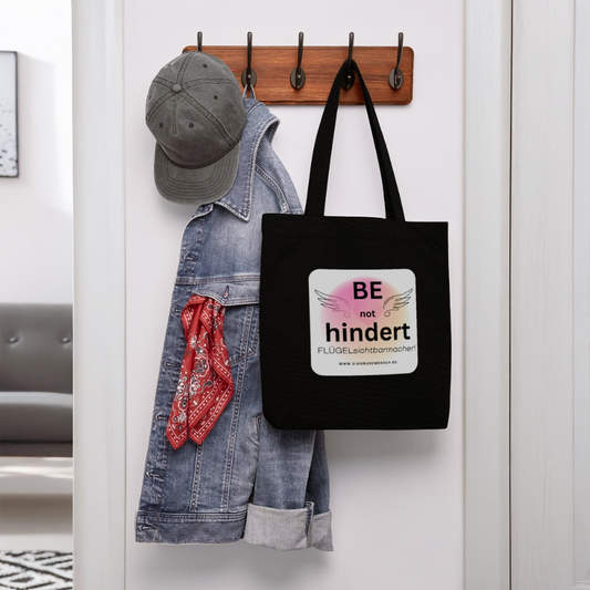 Recycelter Heavyweight Stoffbeutel "BE not hindert" - Flügelsichtbarmacher - Schwarz