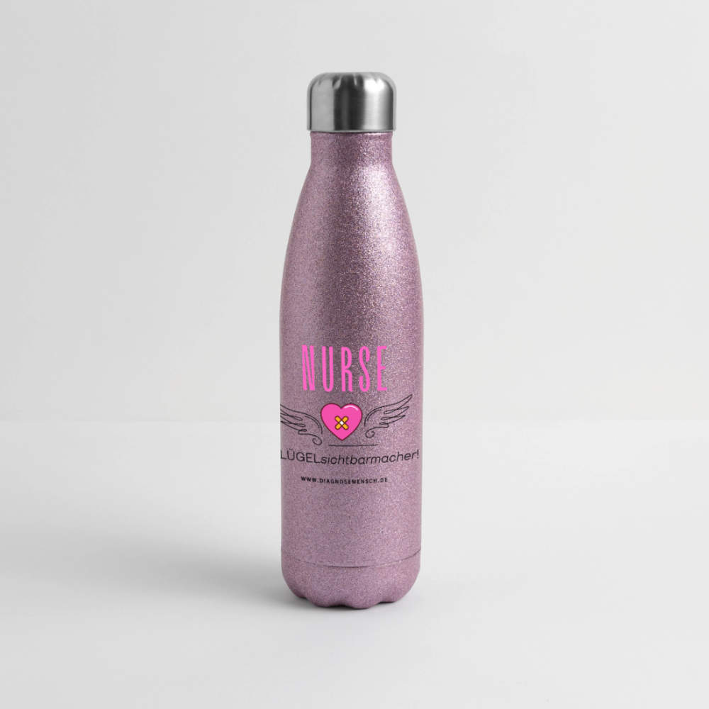 Glitzer Edelstahl Thermosflasche "MFA" - Best Buddy - Pink Glitzer