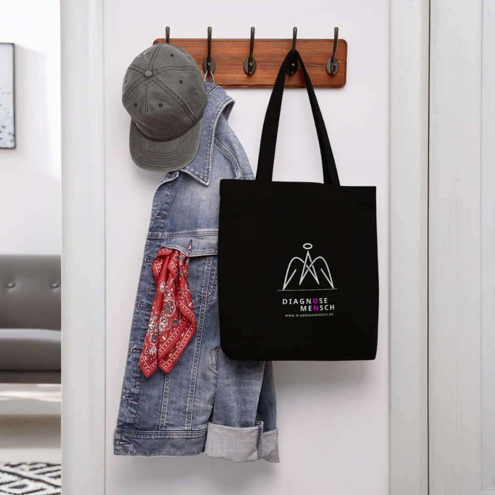 Recycelter Heavyweight Stoffbeutel "Diagnose Mensch" - ON - Schwarz