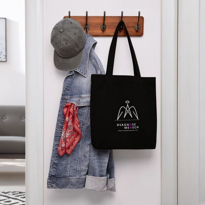 Recycelter Heavyweight Stoffbeutel "Diagnose Mensch" - ON - Schwarz