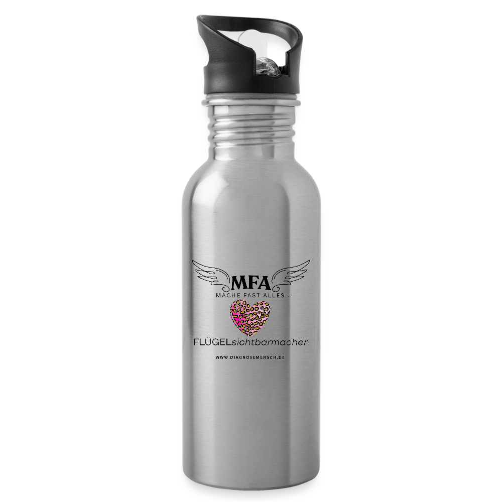 Trinkflasche mit Strohhalm "MFA Leo" - Best Buddy - Lightsilver