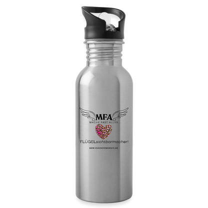 Trinkflasche mit Strohhalm "MFA Leo" - Best Buddy - Lightsilver