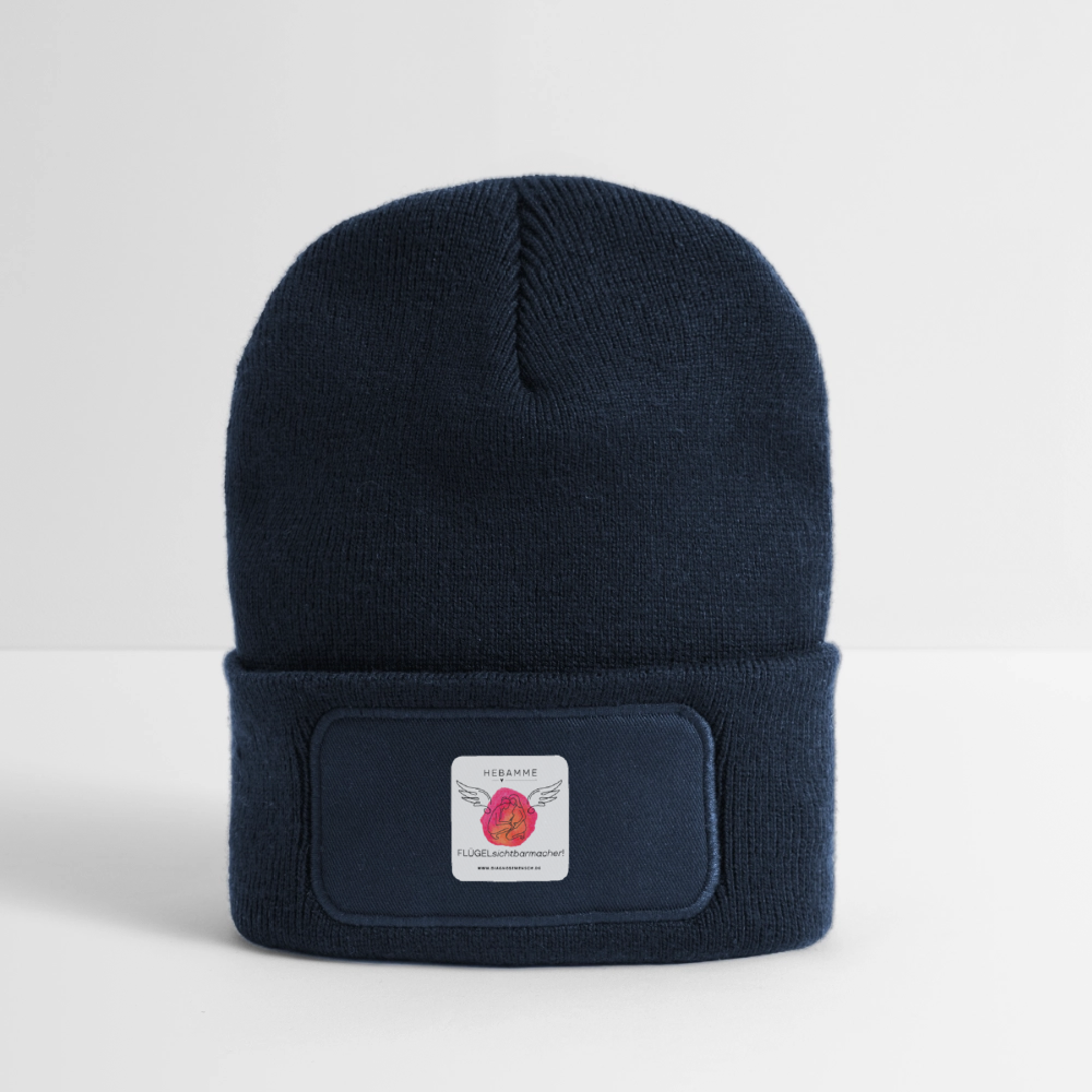 Recycelte Patch Beanie "Hebamme" - FLÜGELsichtbarmacher - French Navy