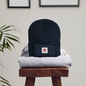 Recycelte Patch Beanie "Hebamme" - FLÜGELsichtbarmacher - French Navy