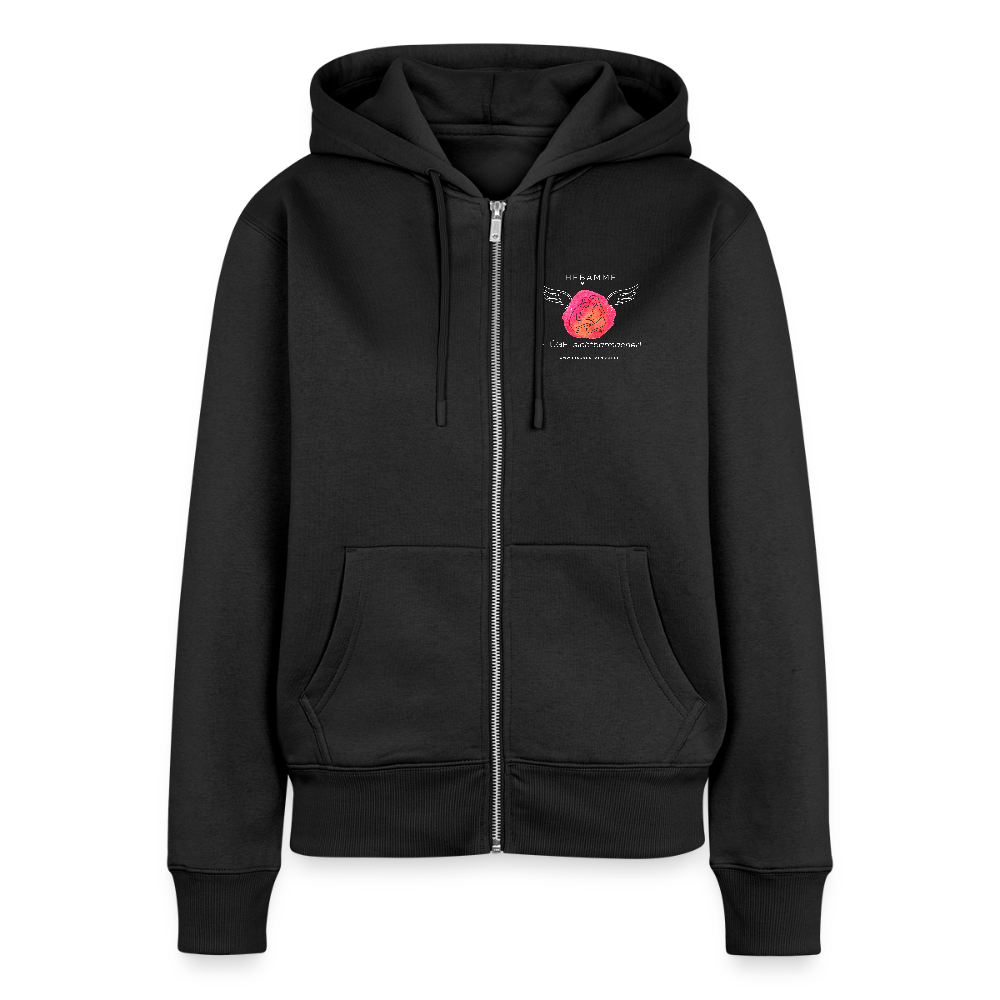 Frauen Premium Kapuzenjacke "Hebamm" - Best Buddy - Schwarz