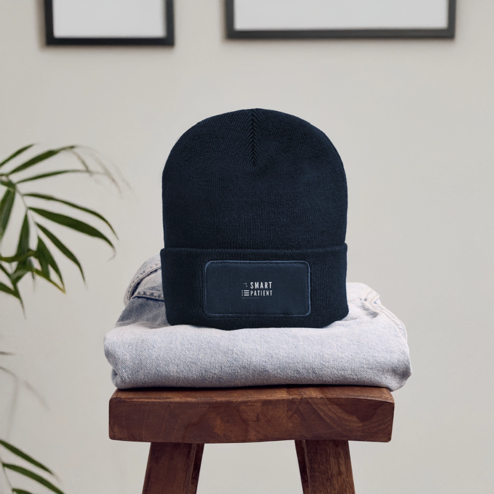 Recycelte Patch Beanie "I'm a smart patient" - Trendy - French Navy