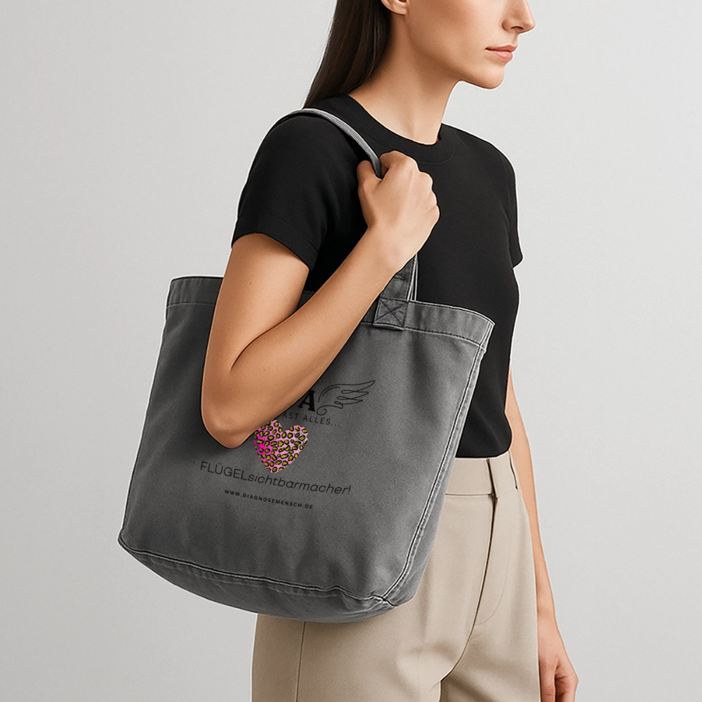 Vintage-Washed Shopper "MFA Leo" - Best Buddy - Vintage Schwarz