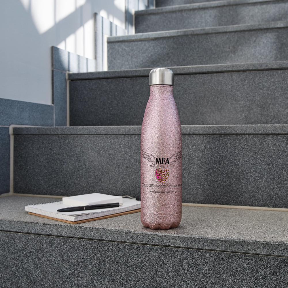Glitzer Edelstahl Thermosflasche "MFA Leo" - Best Buddy - Pink Glitzer