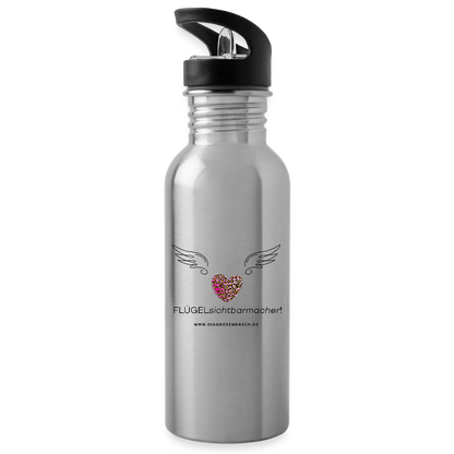 Trinkflasche mit integriertem Strohhalm "Flügel" Best Buddy - Lightsilver