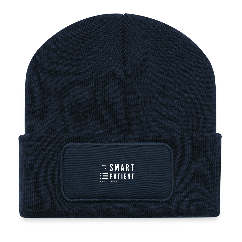 Recycelte Patch Beanie "I'm a smart patient" - Trendy - French Navy
