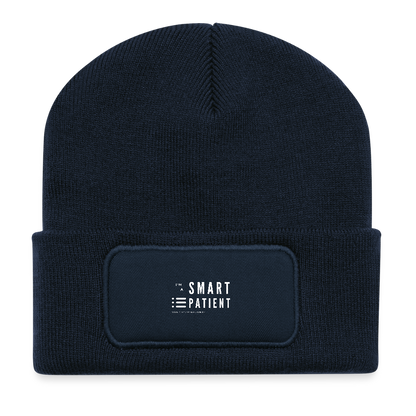 Recycelte Patch Beanie "I'm a smart patient" - Trendy - French Navy