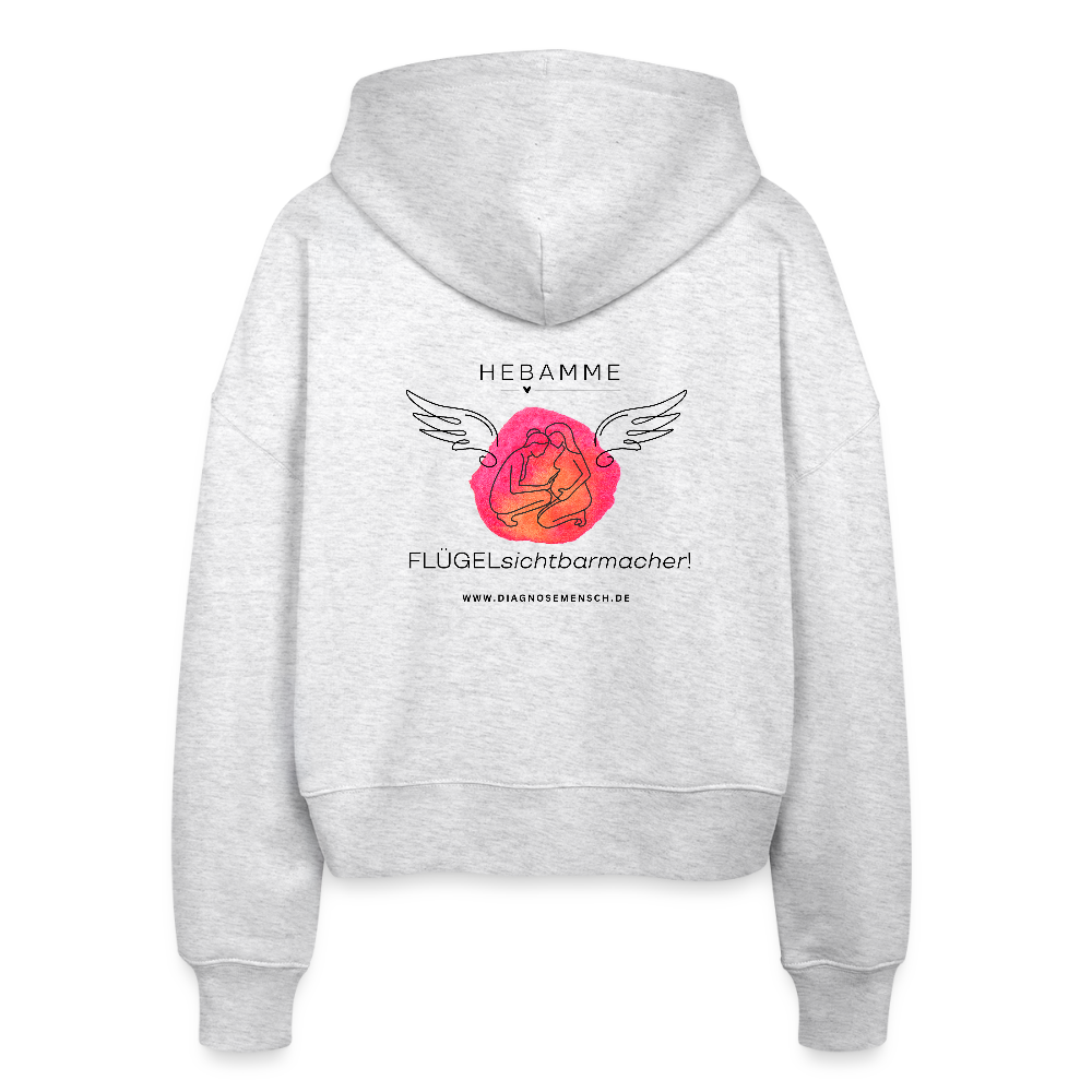 Frauen Bio Zip Hoodie "Hebamme" - Best Buddy - Weiß meliert