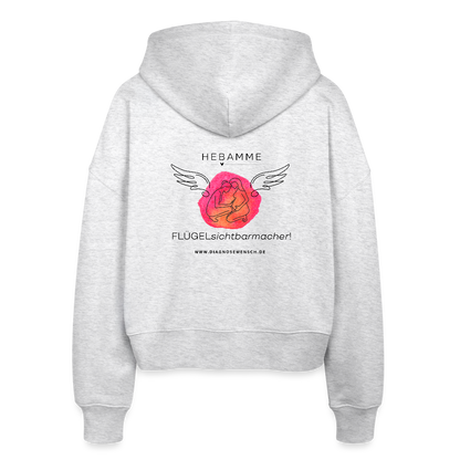 Frauen Bio Zip Hoodie "Hebamme" - Best Buddy - Weiß meliert