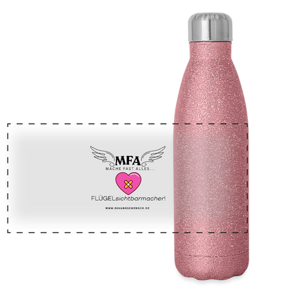 Glitzer Edelstahl Thermosflasche MFA HerzPflaster" - Best Buddy - Pink Glitzer
