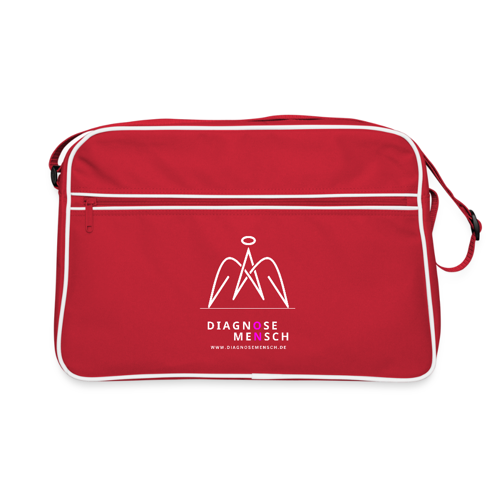 Retro Tasche "Diagnose Mensch - ON" - Rot/Weiß