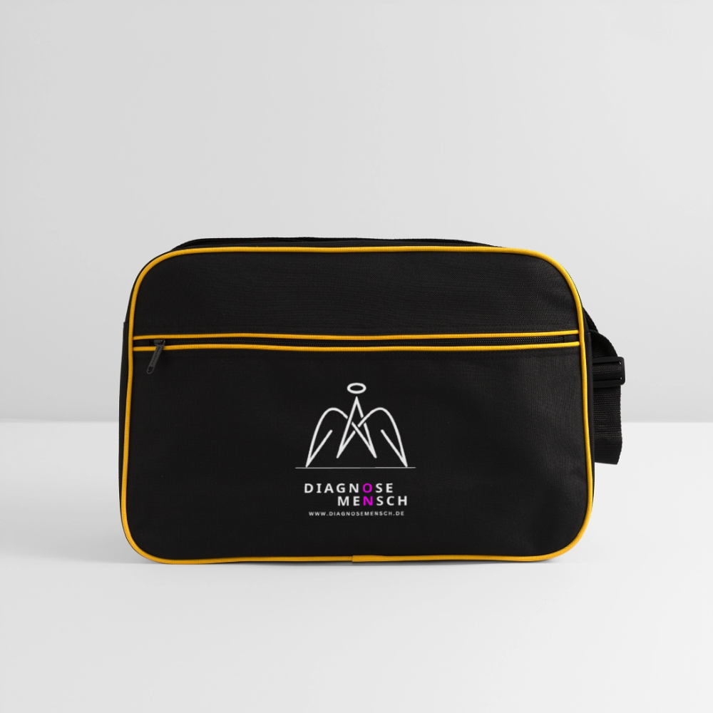 Retro Tasche "Diagnose Mensch - ON" - Schwarz/Gold