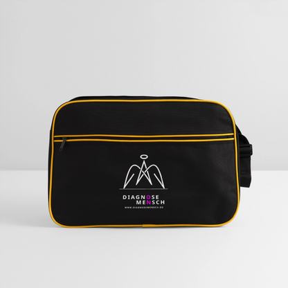 Retro Tasche "Diagnose Mensch - ON" - Schwarz/Gold