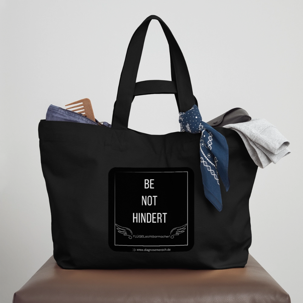 Recycelte Shopping Bag "BE NOT HINDERT" - FLÜGELsichtbarmacher - Schwarz