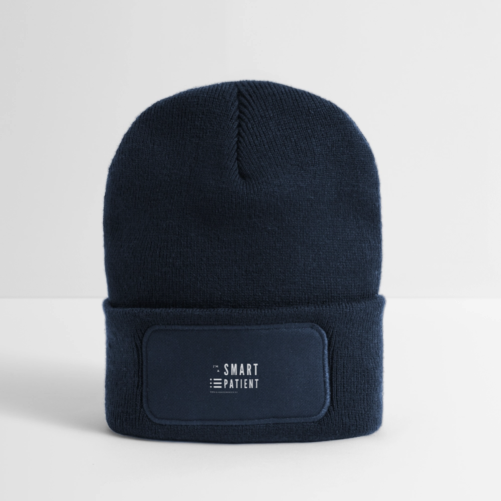 Recycelte Patch Beanie "I'm a smart patient" - Trendy - French Navy