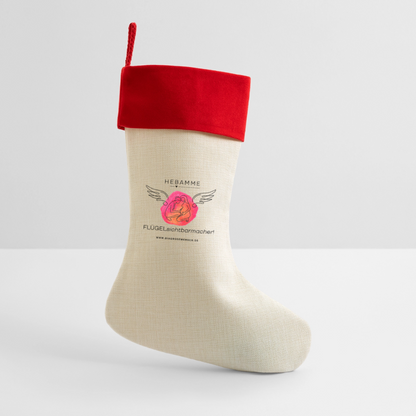 Leinen Weihnachtsstrumpf Hebamme" - Best Buddy - Natur/Rot 