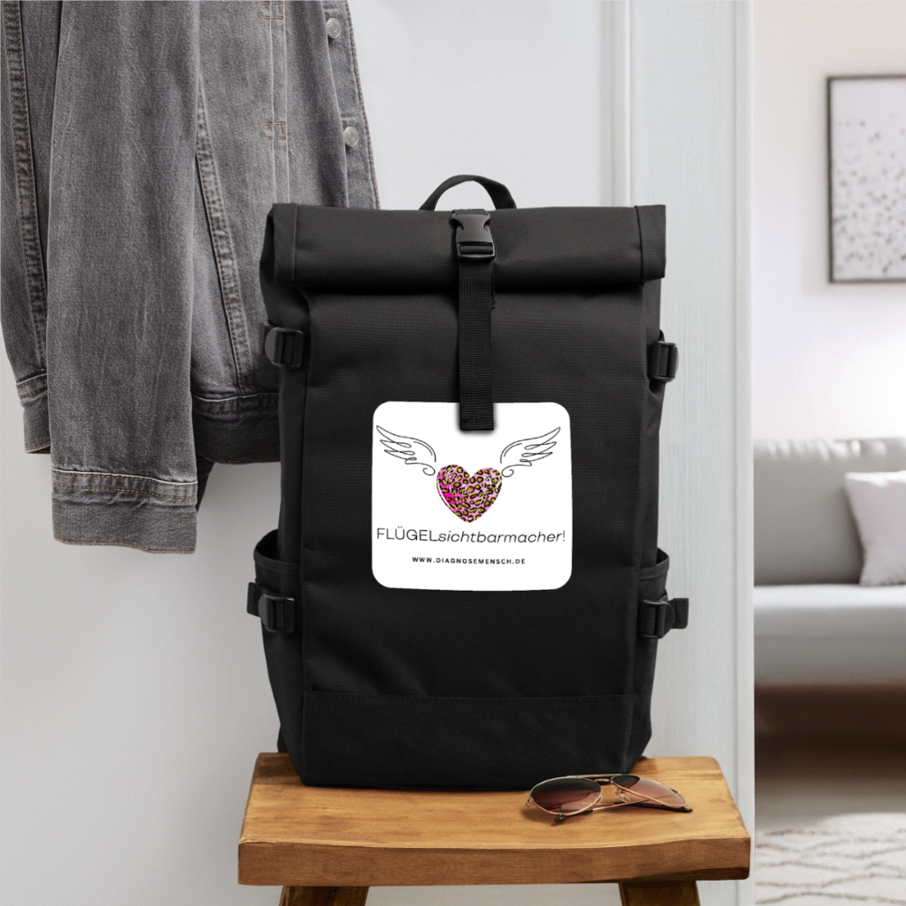 Rolltop Rucksack "FLÜGELsichtbarmacher" - Schwarz