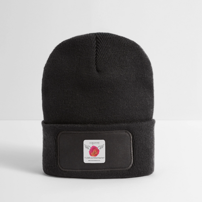 Recycelte Patch Beanie "Hebamme" - FLÜGELsichtbarmacher - Dunkelgrau