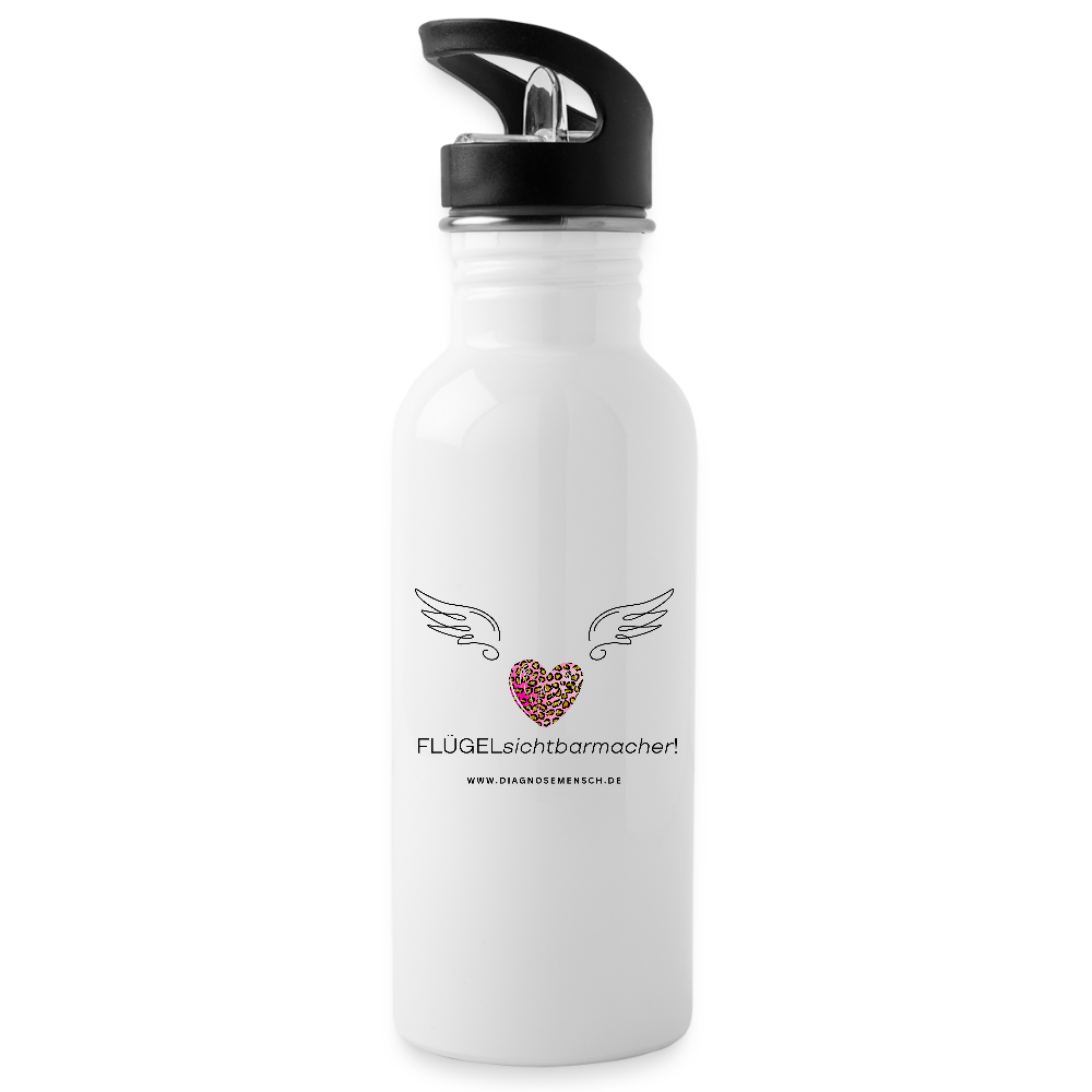 Trinkflasche mit integriertem Strohhalm "Flügel" Best Buddy - Weiß