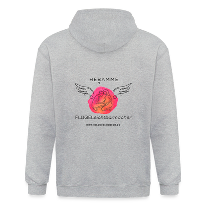 Unisex Heavyweight Kapuzenjacke "Hebamme" - Best Buddy - Grau meliert