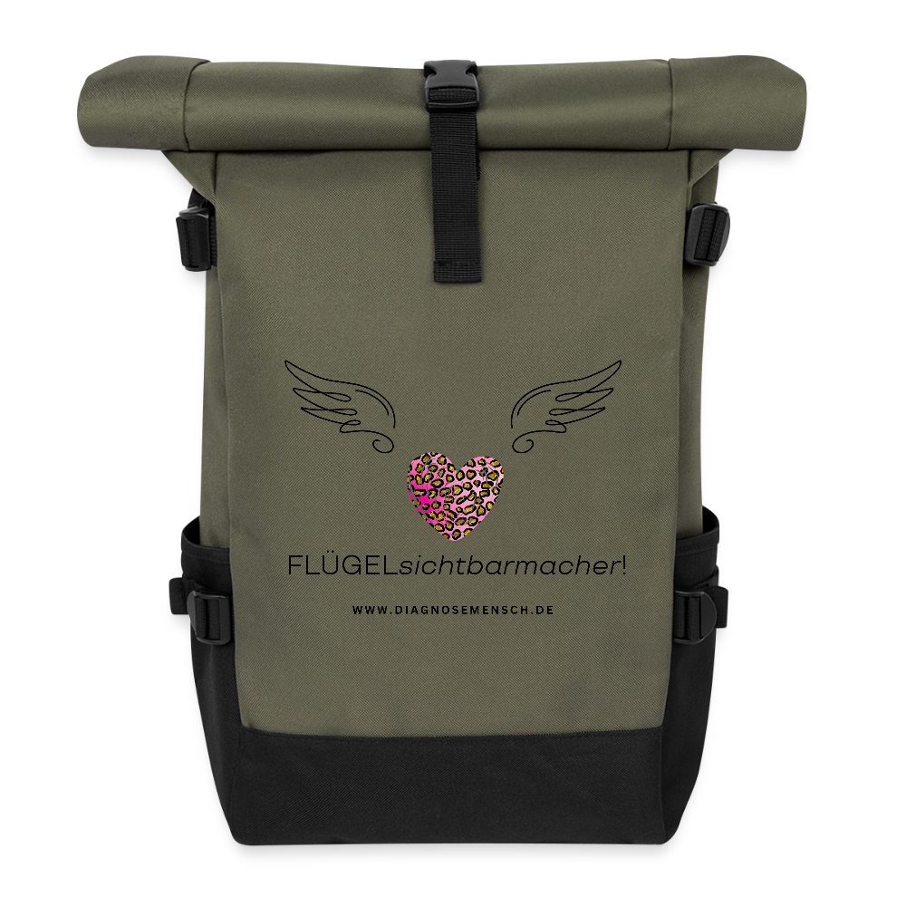 Rolltop Rucksack "Engelsflügel" - Best Buddy - Olive/Schwarz