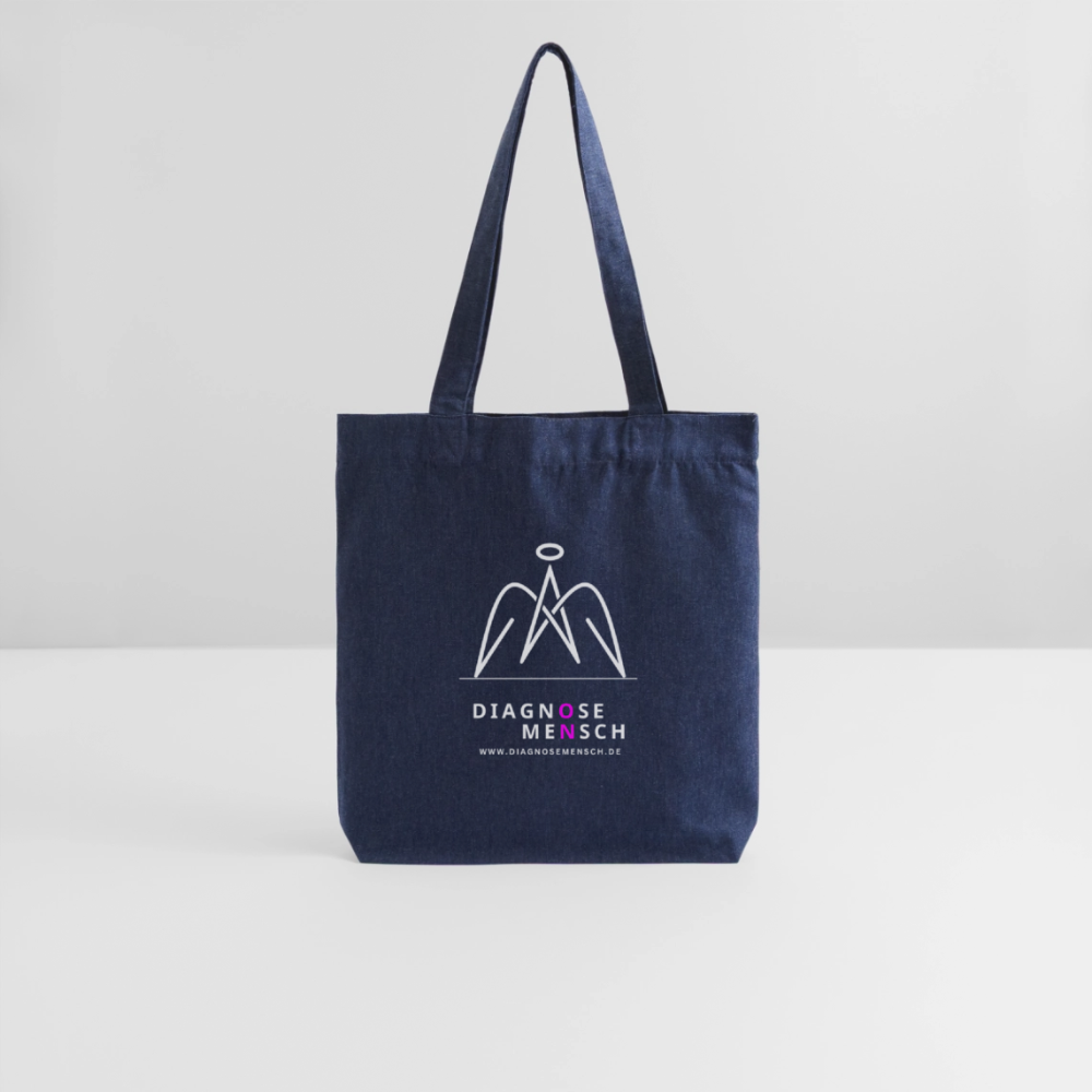 Recycelter Heavyweight Stoffbeutel "Diagnose Mensch" - ON - melange Blue