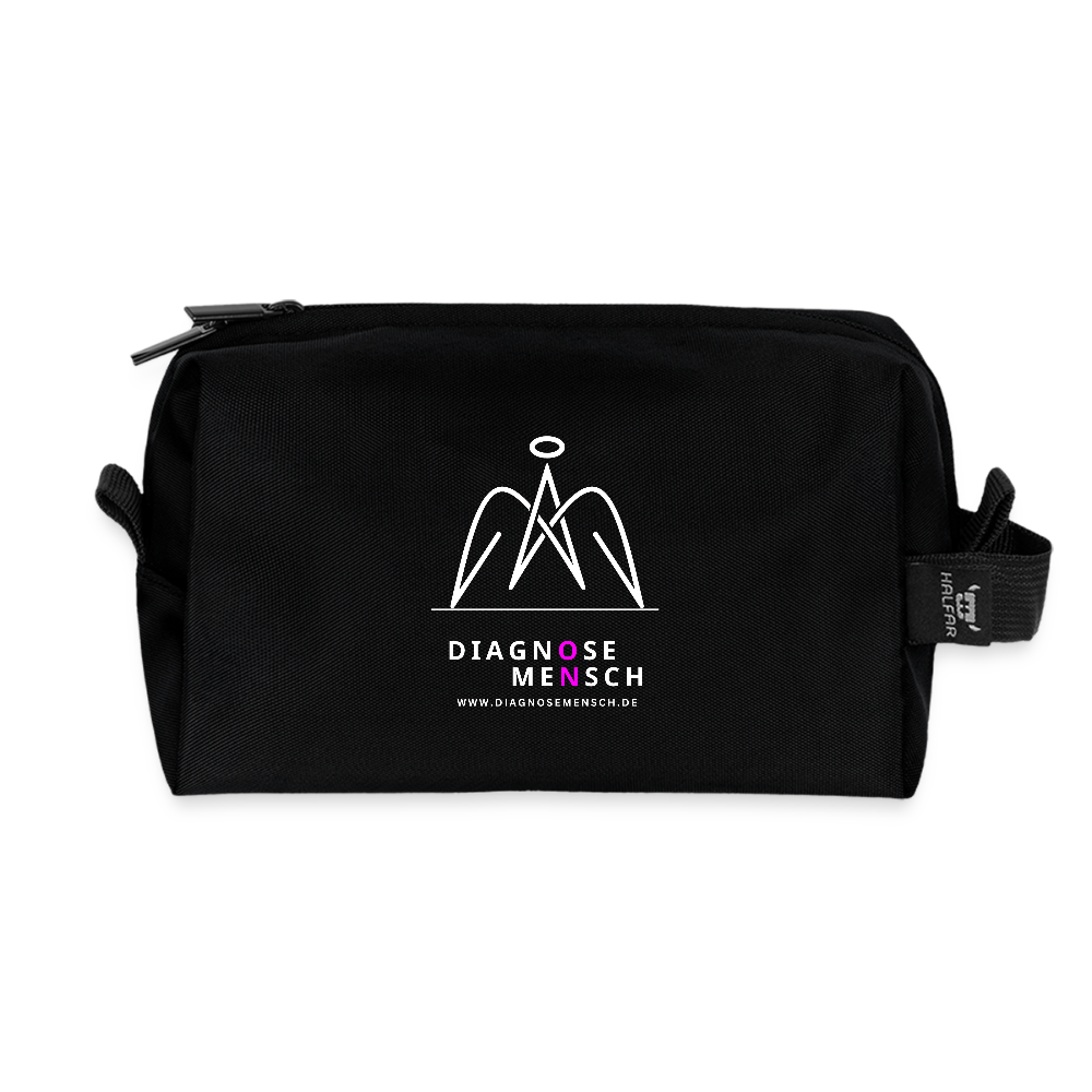 Recycelte Kulturtasche "Diagnose Mensch - ON" - Schwarz