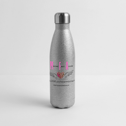 Glitzer Edelstahl Thermosflasche "MFA" - Best Buddy - Sliber Glitzer