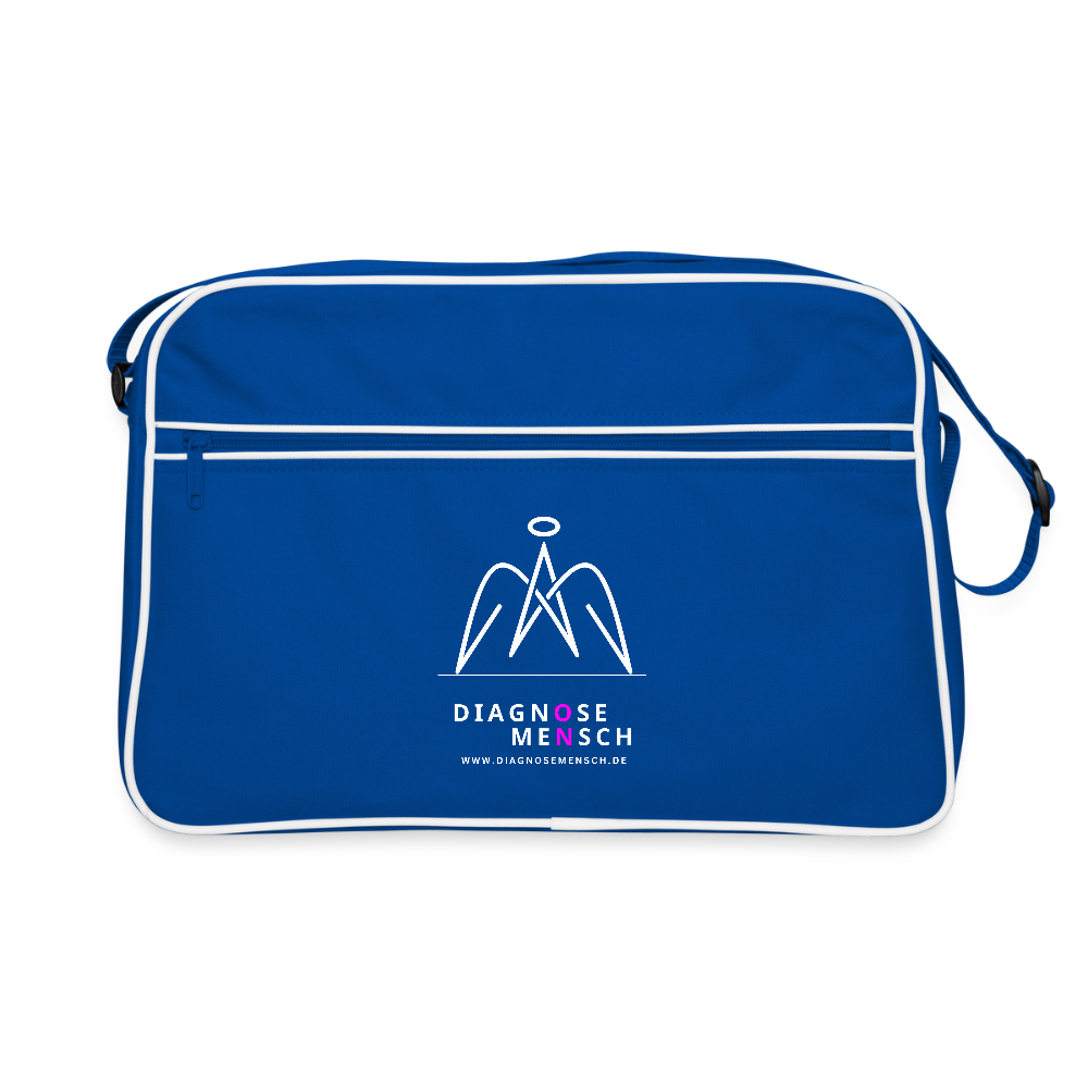 Retro Tasche "Diagnose Mensch - ON" - Blau/Weiß