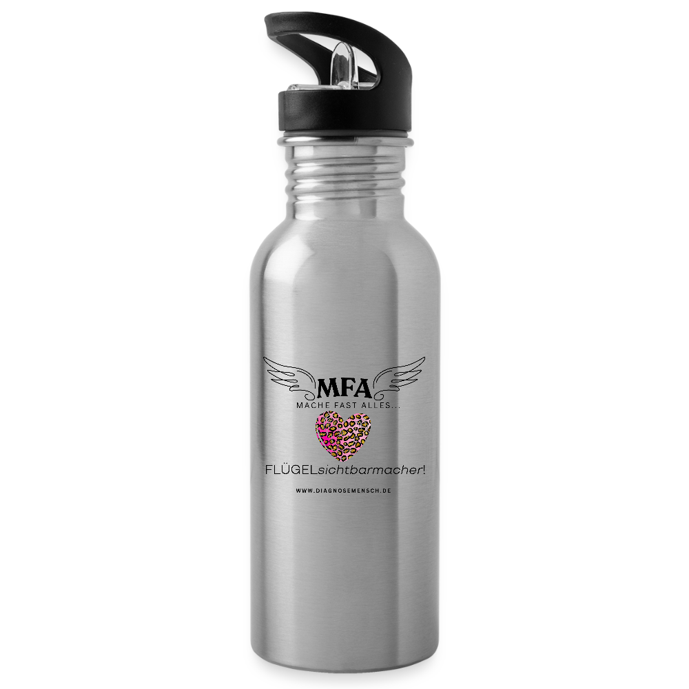 Trinkflasche mit Strohhalm "MFA Leo" - Best Buddy - Lightsilver