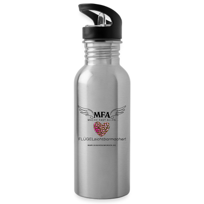 Trinkflasche mit Strohhalm "MFA Leo" - Best Buddy - Lightsilver